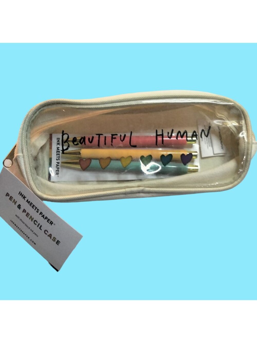 Ink Meets Paper Pen Pencil Case Three Black Ink Pens Beautiful Human Hearts